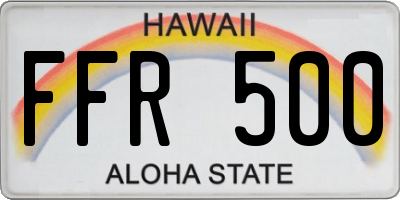 HI license plate FFR500