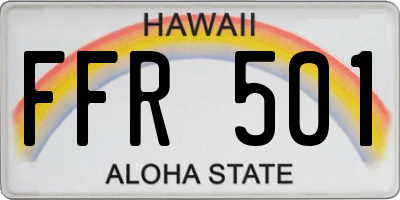 HI license plate FFR501