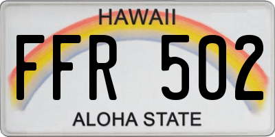 HI license plate FFR502