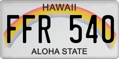 HI license plate FFR540