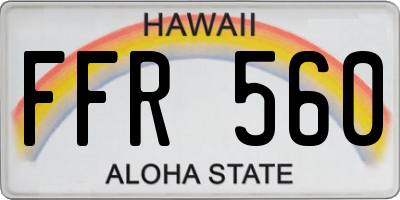 HI license plate FFR560