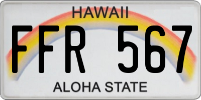 HI license plate FFR567