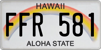 HI license plate FFR581