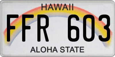 HI license plate FFR603