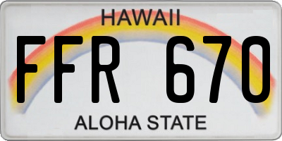 HI license plate FFR670