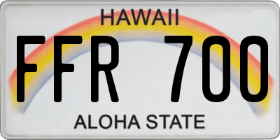 HI license plate FFR700