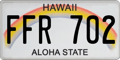 HI license plate FFR702