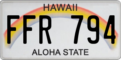 HI license plate FFR794