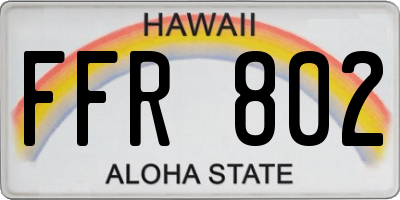 HI license plate FFR802