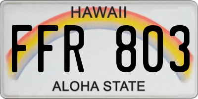 HI license plate FFR803