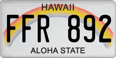 HI license plate FFR892