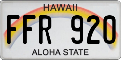 HI license plate FFR920