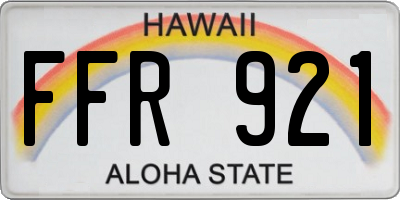 HI license plate FFR921