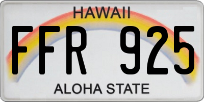 HI license plate FFR925