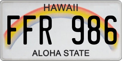 HI license plate FFR986