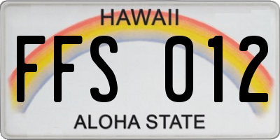 HI license plate FFS012