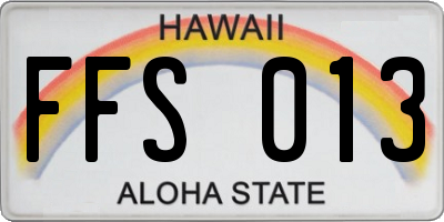 HI license plate FFS013