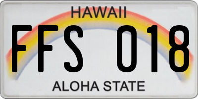 HI license plate FFS018