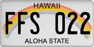 HI license plate FFS022