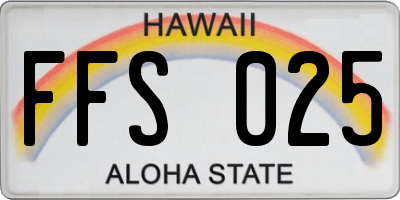 HI license plate FFS025