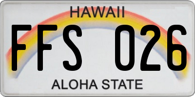 HI license plate FFS026