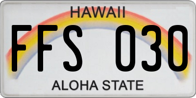 HI license plate FFS030