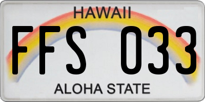 HI license plate FFS033