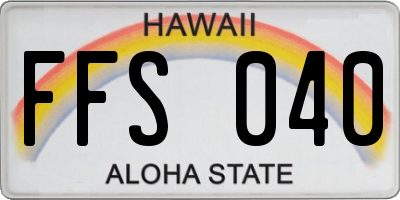 HI license plate FFS040