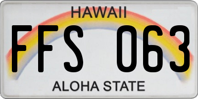 HI license plate FFS063