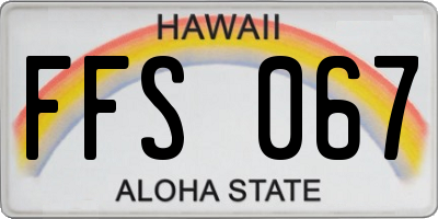 HI license plate FFS067