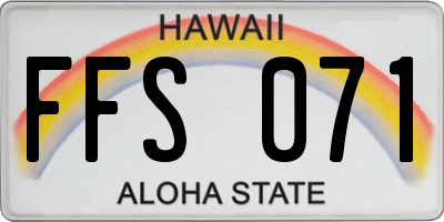 HI license plate FFS071