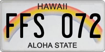 HI license plate FFS072