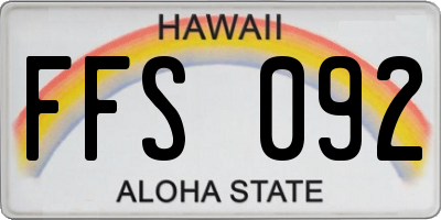 HI license plate FFS092
