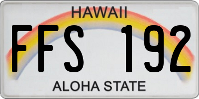 HI license plate FFS192