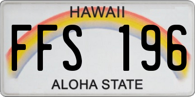 HI license plate FFS196