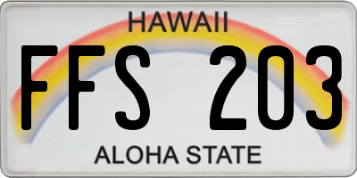 HI license plate FFS203