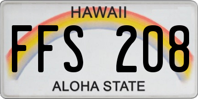 HI license plate FFS208
