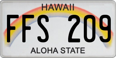 HI license plate FFS209