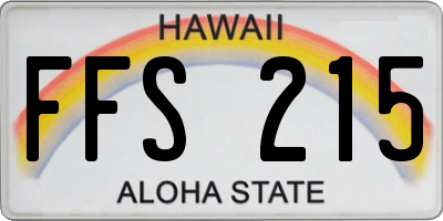 HI license plate FFS215