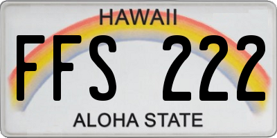 HI license plate FFS222