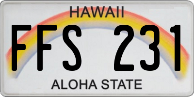 HI license plate FFS231