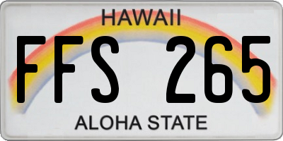 HI license plate FFS265