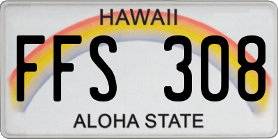 HI license plate FFS308