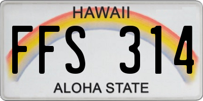 HI license plate FFS314