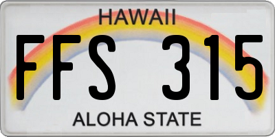 HI license plate FFS315