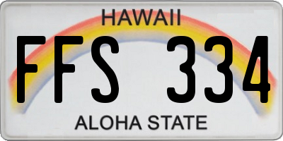 HI license plate FFS334