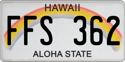 HI license plate FFS362
