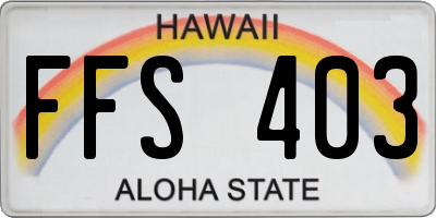 HI license plate FFS403