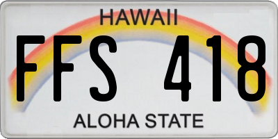 HI license plate FFS418