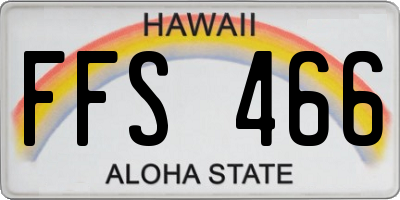 HI license plate FFS466